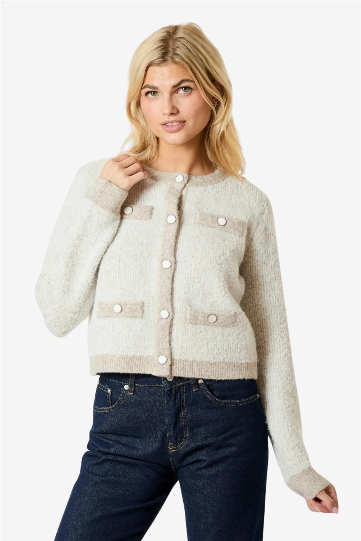 Vivia Knit Cardigan Beige Melange