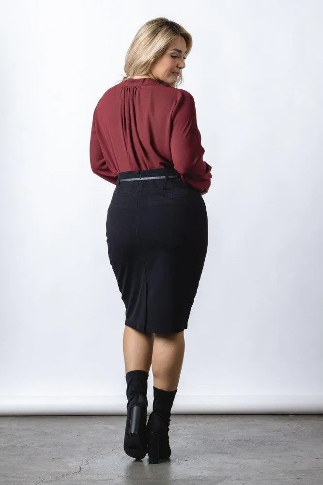 Women's Black Knee Length Pencil Skirt