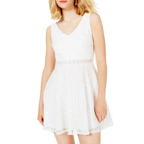 Women's Circle Lace Fit & Flare Dress,White