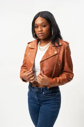 Women's Classic Crop Biker Caramel Crunch [SLIM FIT]