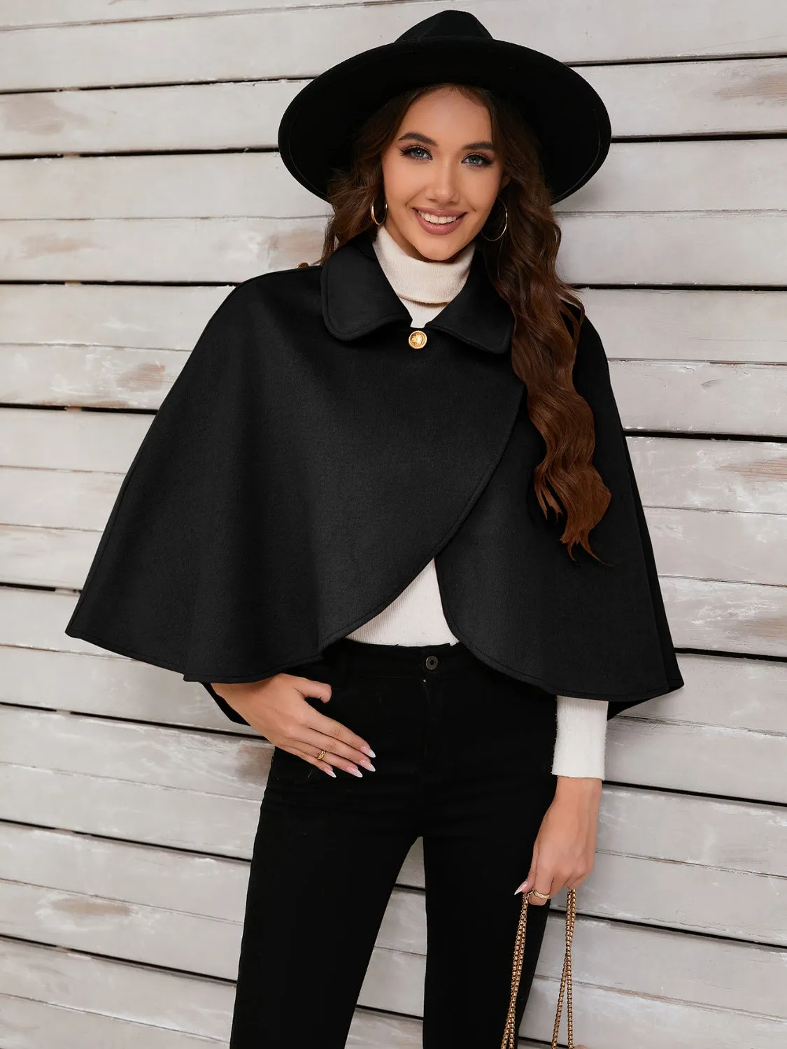 Women's Collared Neck Cropped Cape