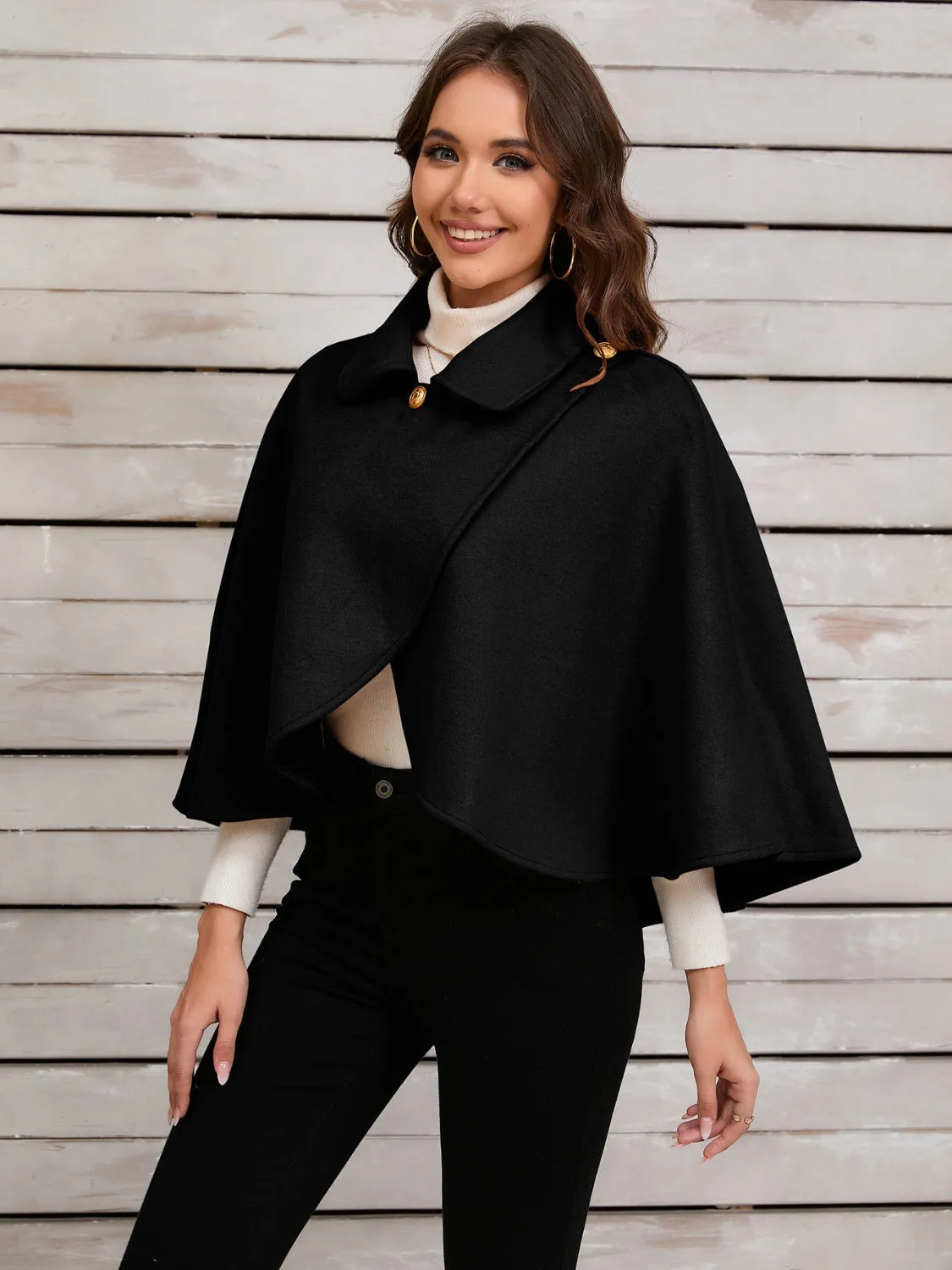 Women's Collared Neck Cropped Cape