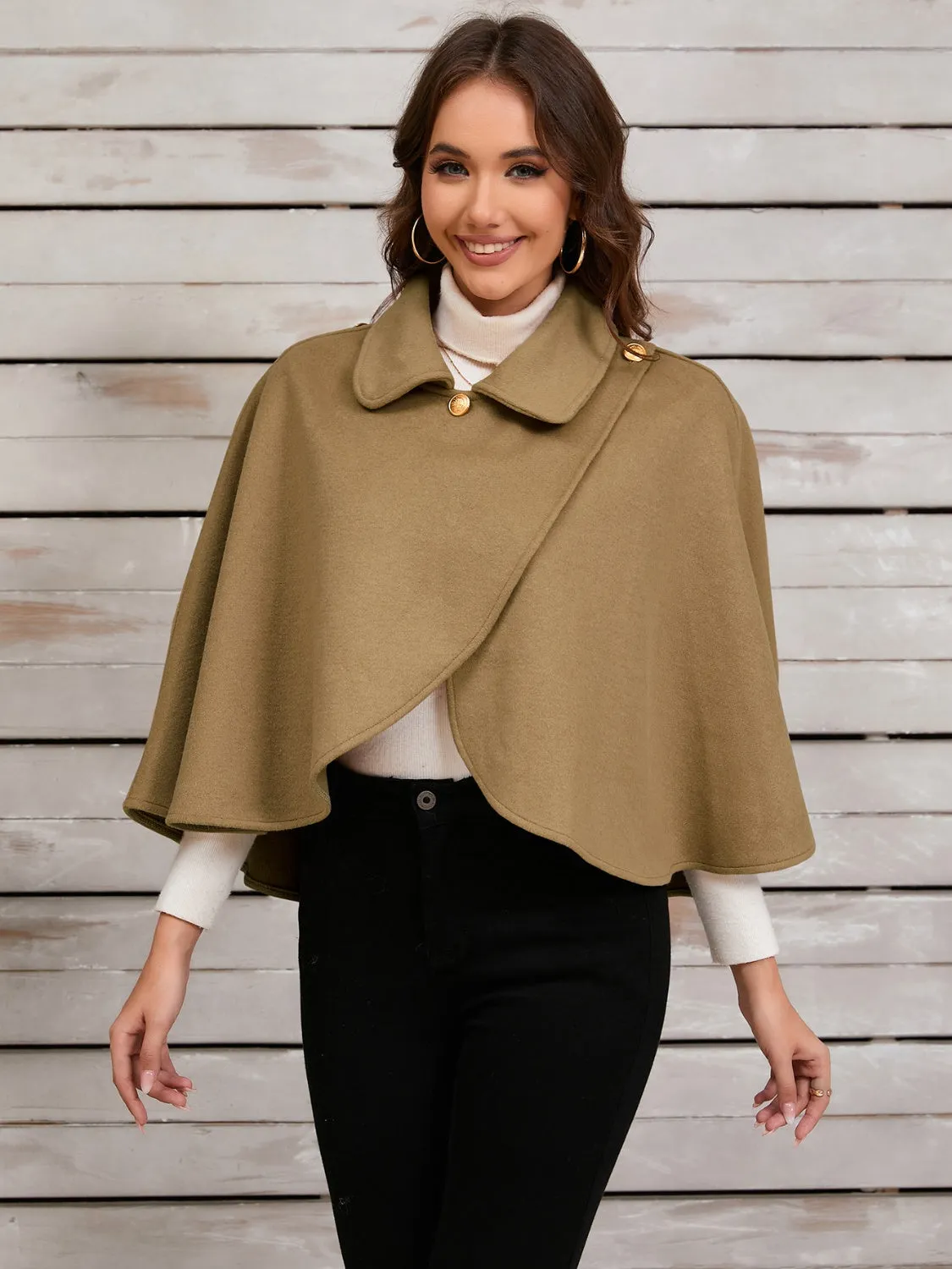 Women's Collared Neck Cropped Cape