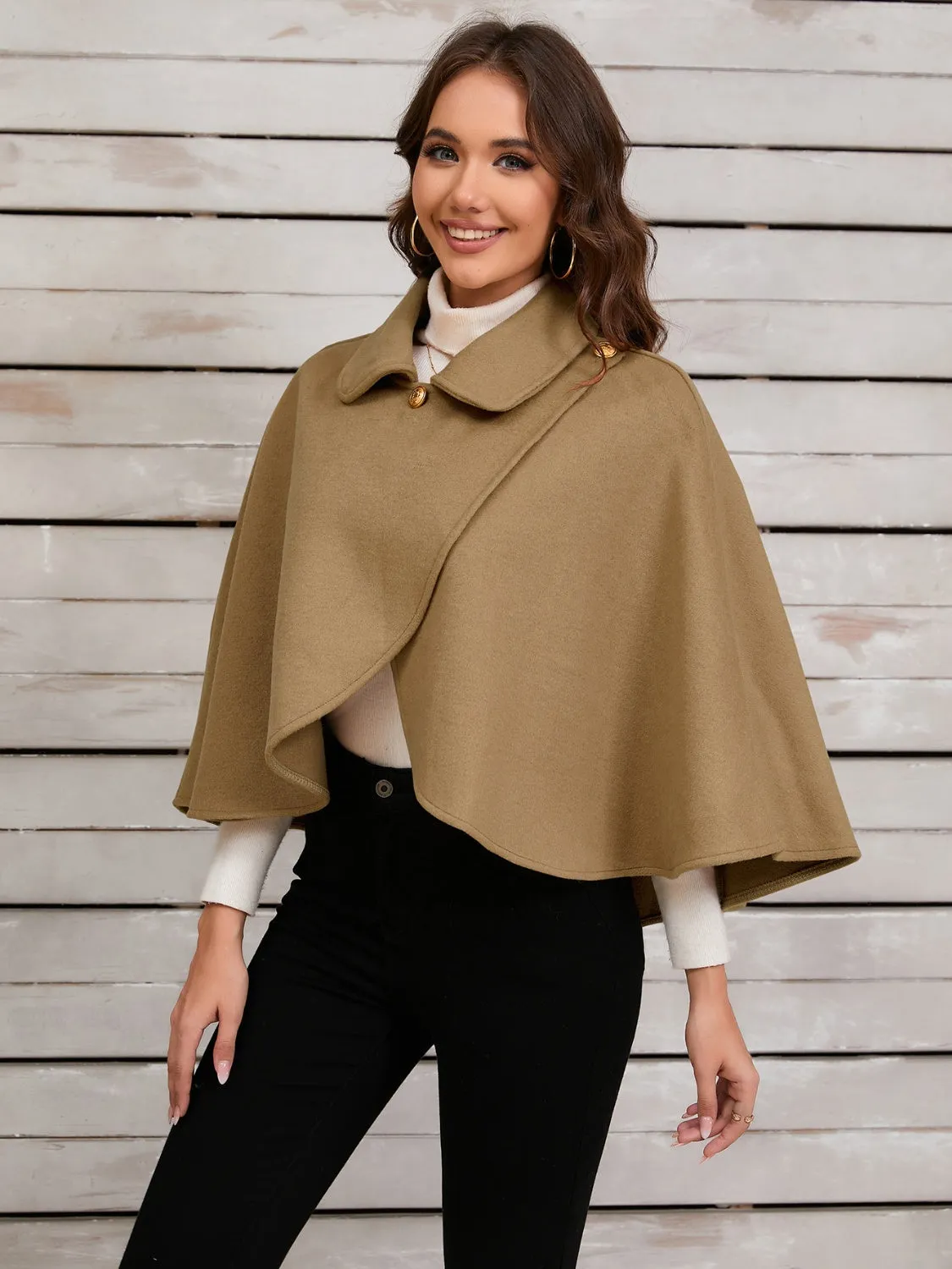 Women's Collared Neck Cropped Cape