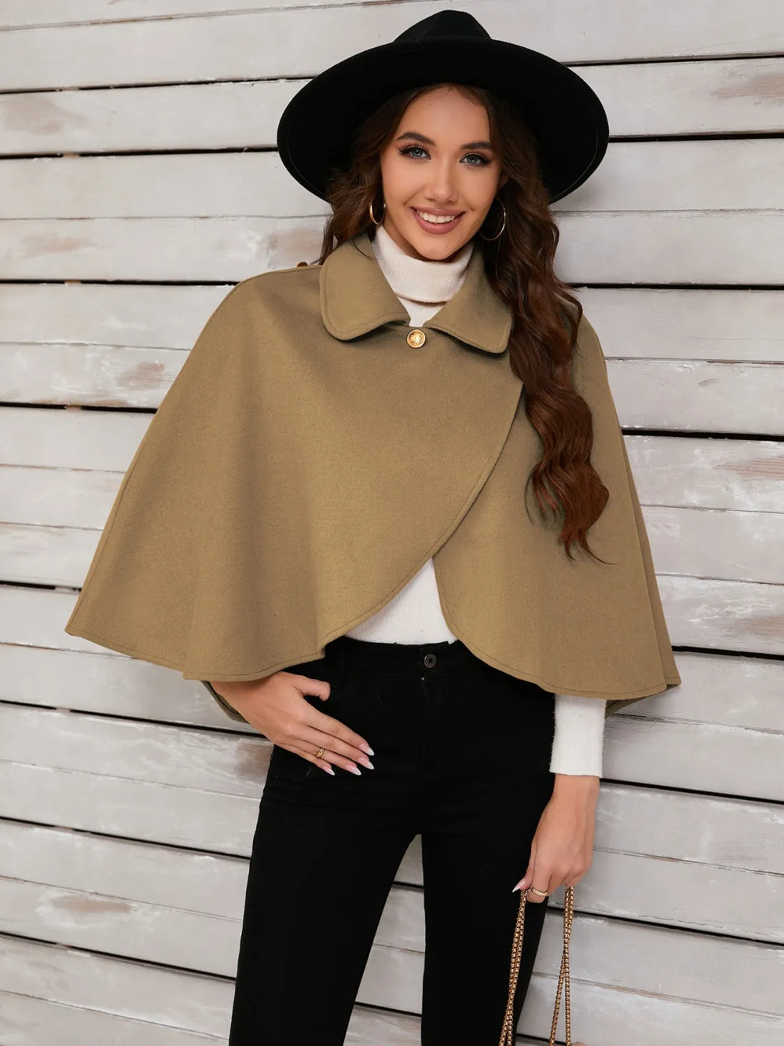 Women's Collared Neck Cropped Cape