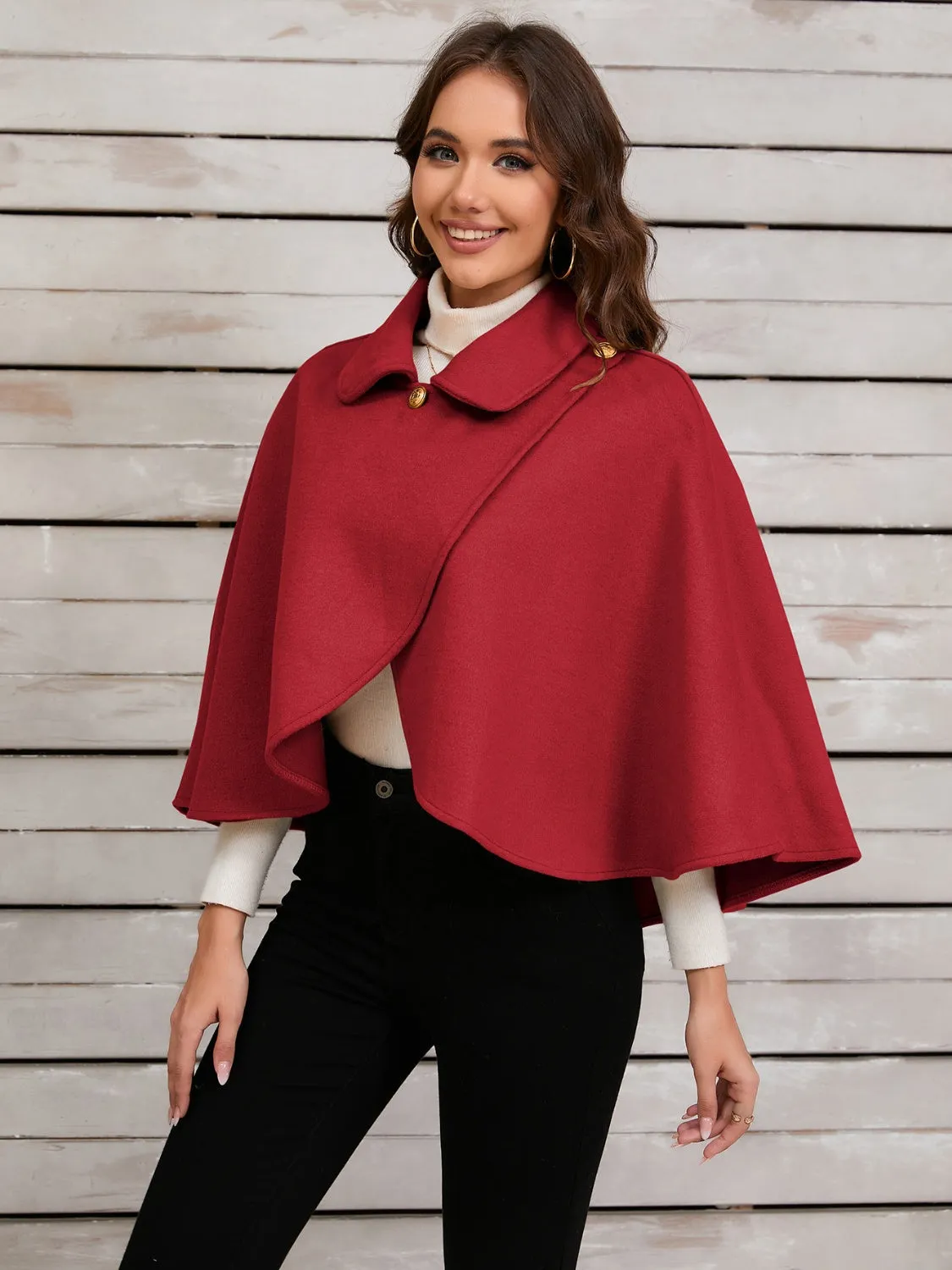 Women's Collared Neck Cropped Cape