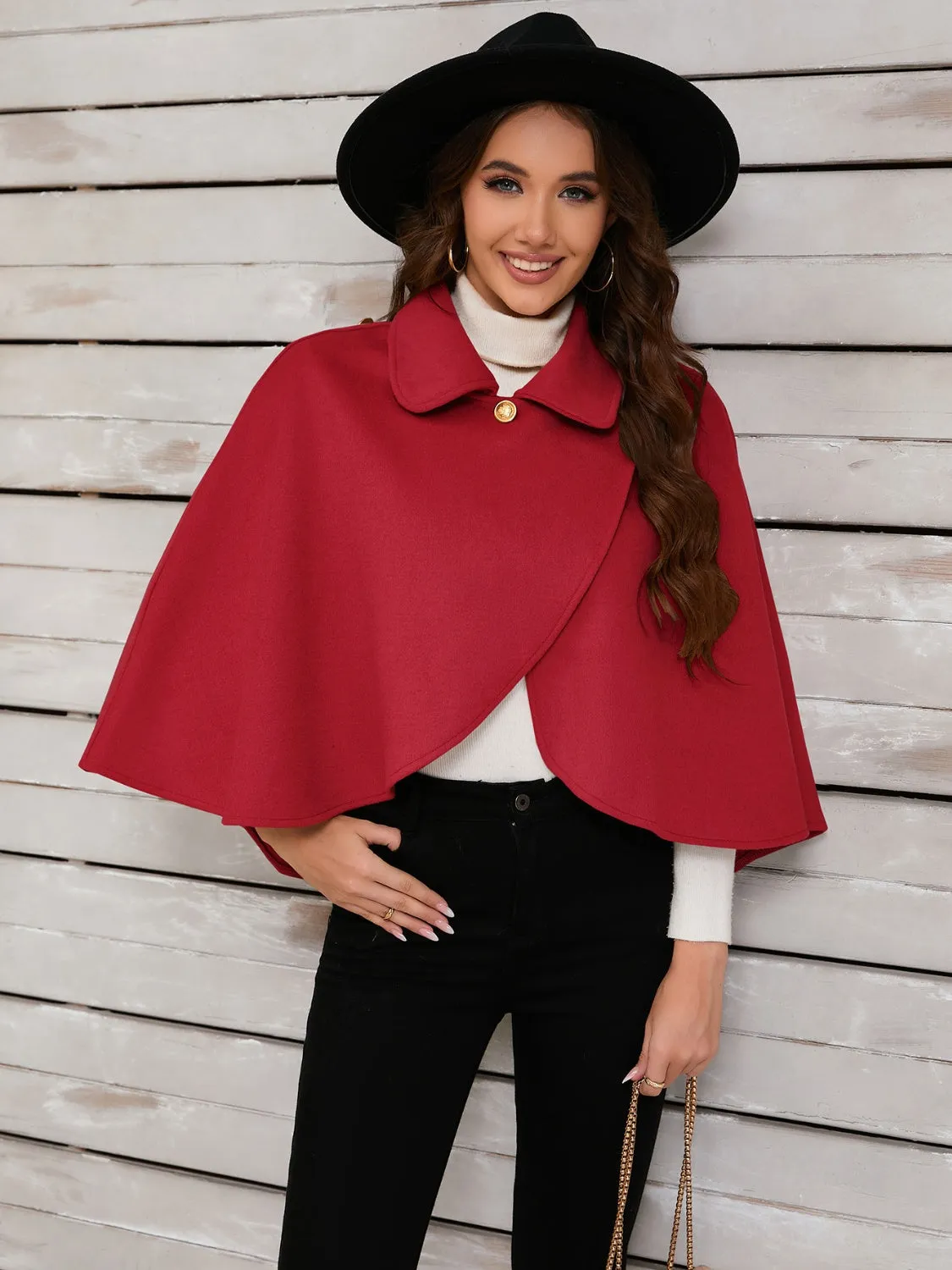 Women's Collared Neck Cropped Cape