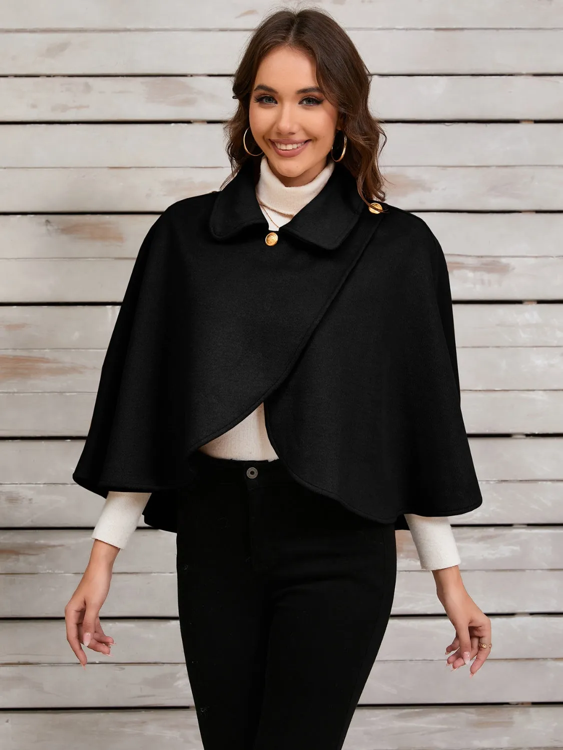 Women's Collared Neck Cropped Cape