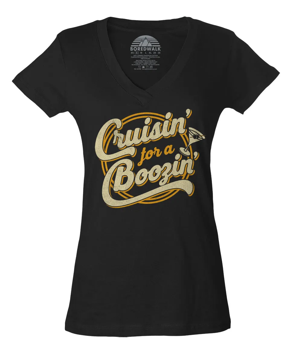 Women's Cruisin for a Boozin Vneck T-Shirt - Funny Drinking Shirt