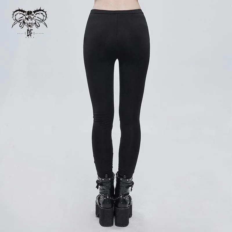 Women's Gothic Sheepshead Printed Mesh Splice Leggings