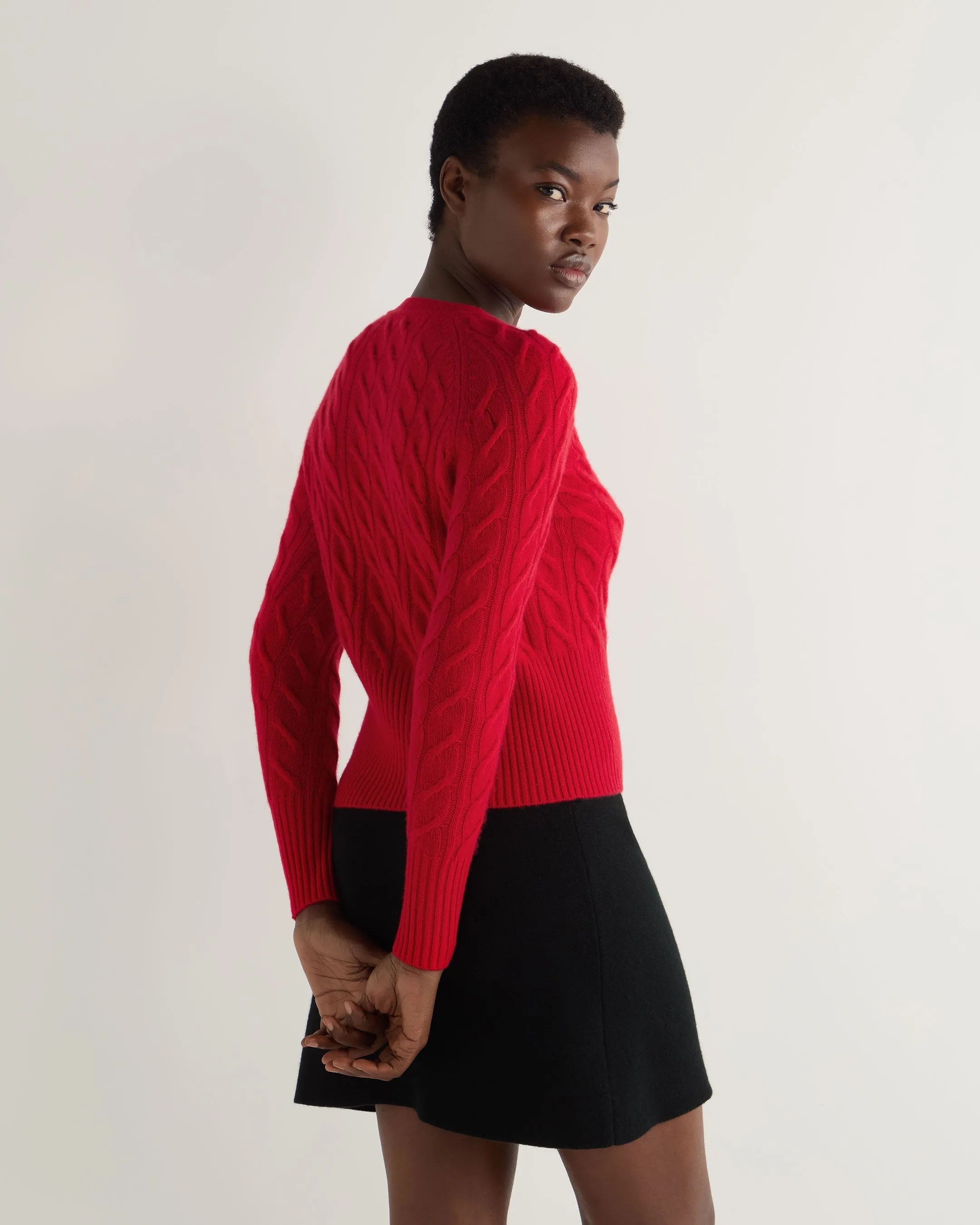 Women's Myla Cable Cashmere Cardigan Riding Red