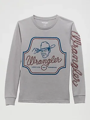 Wrangler Boys Long Sleeve Tip Of The Hat T-Shirt