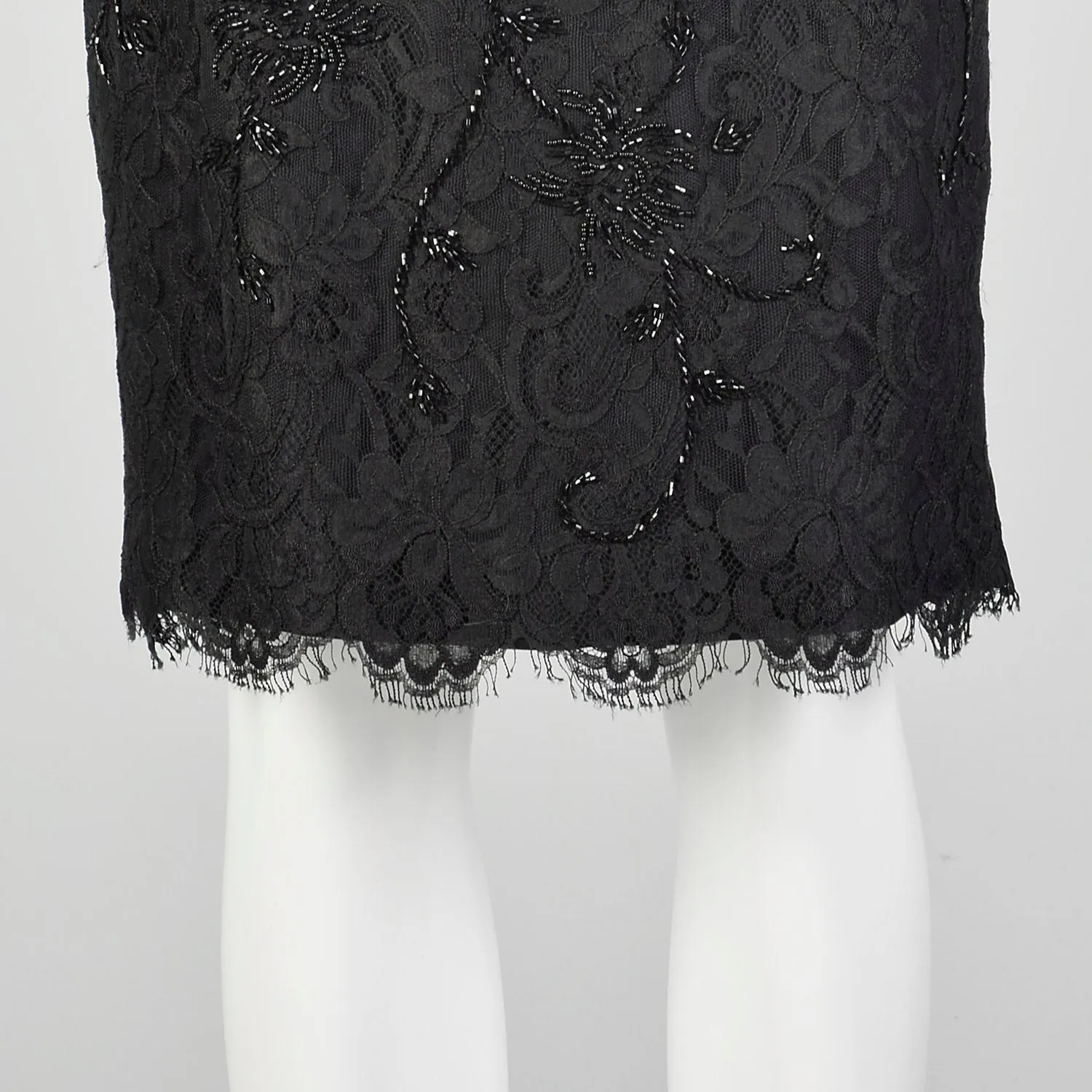 XS Black Beaded Lace Skirt