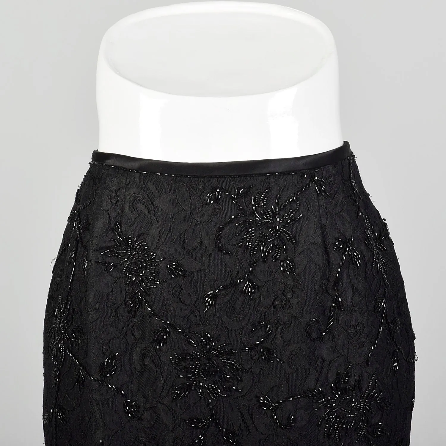 XS Black Beaded Lace Skirt